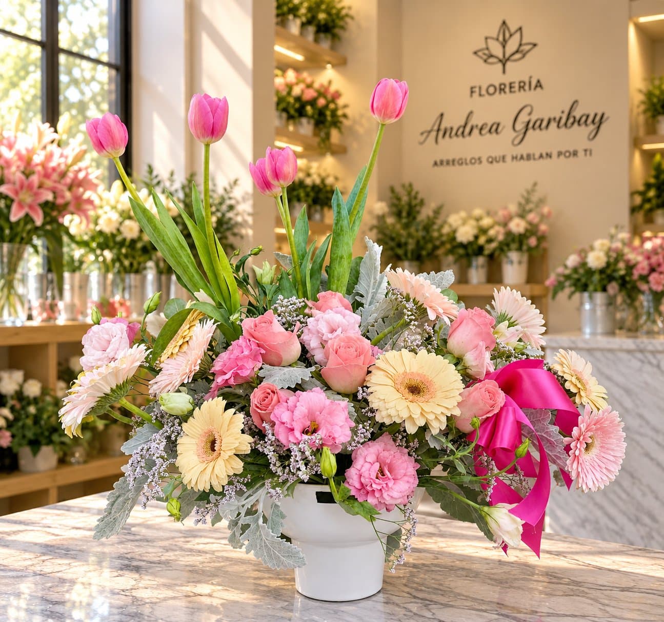 MIRANDA | Arreglo Floral con Tulipanes y Rosas — Miranda – La belleza de los momentos especiales
Hay detalles que iluminan cualquier día y transmiten cariño desde el primer instan